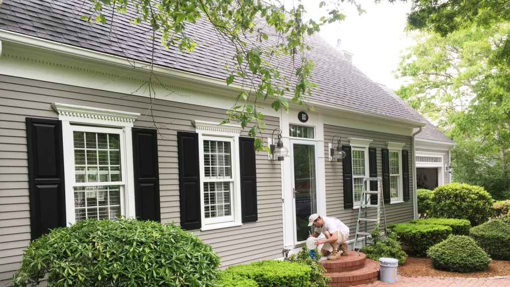 Exterior house painting and cedar shingle staining in Cape Cod MA by IN Painting Inc